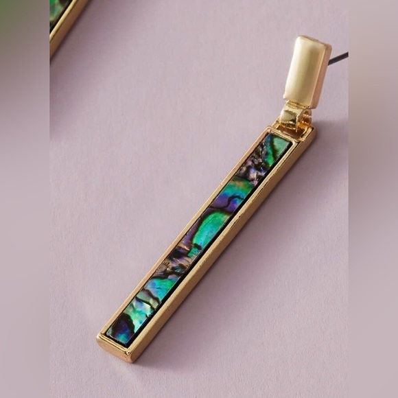 New Genuine Abalone Shell Linear Bar Drop Dangle Earrings - Picture 11 of 16